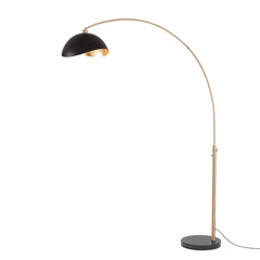 Arc Floor Lamp in Weathered Brass with Black Marble Base