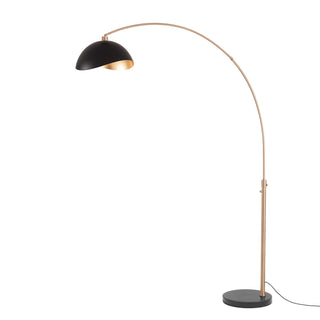 Arc Floor Lamp in Weathered Brass with Black Marble Base
