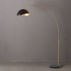 Arc Floor Lamp in Weathered Brass with Black Marble Base