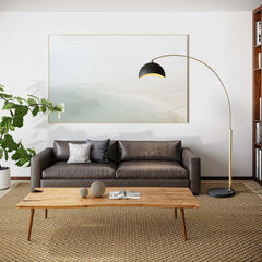 Arc Floor Lamp in Weathered Brass with Black Marble Base