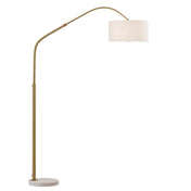 Arc Floor Lamp with White Linen Drum Shade