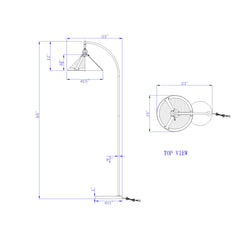 Arc Lamp, 1 Light, 65 in H with Steel Fixture