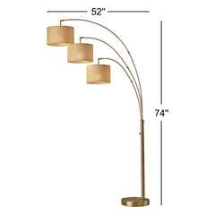 Arc Lamp, 3-Light, Antique Brass with Marble Base