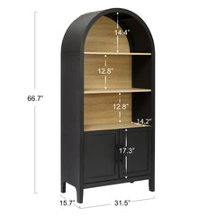 Arch Bookcase with 3 Shelves in Black Gloss Finish