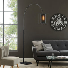 Arch Floor Lamp with Black Steel Cage Shade