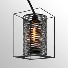 Arch Floor Lamp with Black Steel Cage Shade