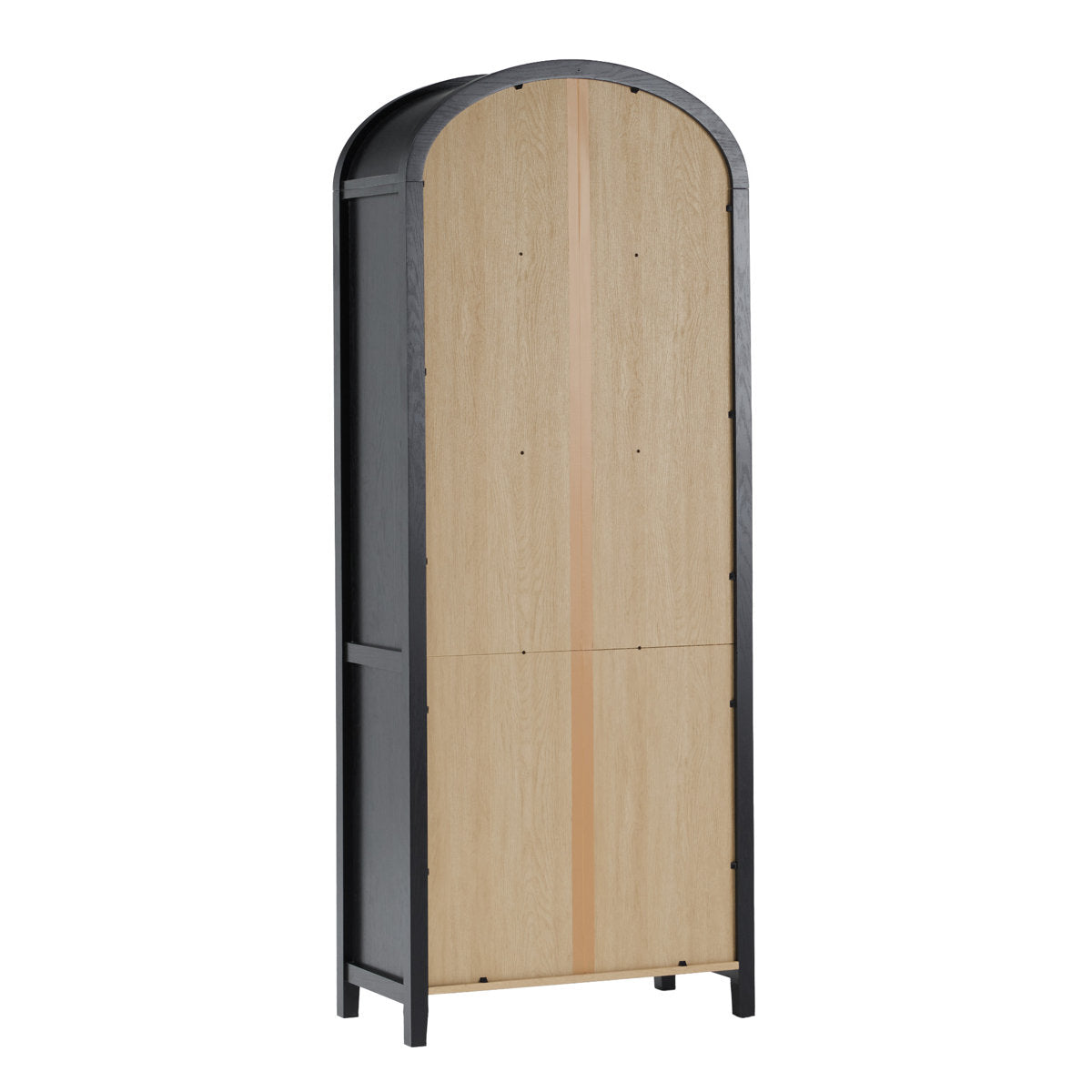 Arched Bookcase with 3 Shelves and 2 Doors, Black Engineered Wood