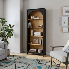 Arched Bookcase with 5 Shelves, 78 in H x 32 in W x 13 in D