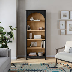Arched Bookcase with 5 Shelves, 78 in H x 32 in W x 13 in D