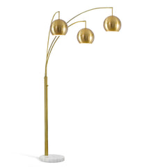 Arched Floor Lamp, 3 Lights with Brushed Brass Base