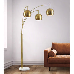 Arched Floor Lamp, 3 Lights with Brushed Brass Base