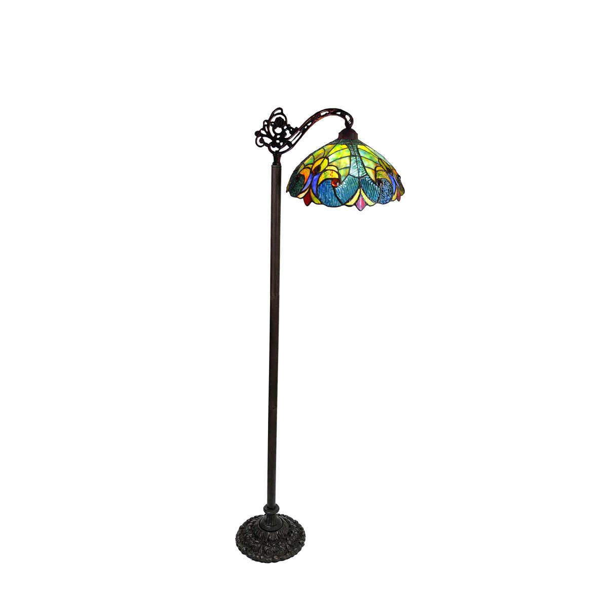 Arched Floor Lamp, 60-Inch, Teal Shade with Dark Antique Bronze Base