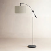 Arched Floor Lamp, 81 in Tall with Beige Drum Shade and Black Base