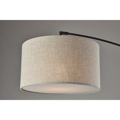 Arched Floor Lamp, 81 in Tall with Beige Drum Shade and Black Base