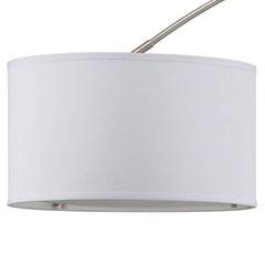 Arched Floor Lamp in Polished Nickel Iron with Cotton Drum Shade