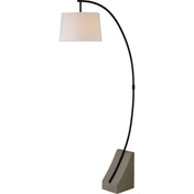 Arched Floor Lamp, Iron and Concrete, Gray Base with White Shade