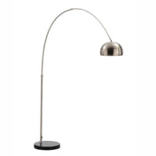 Arched Floor Lamp, Single Light, Silver Steel Shade with Black Metal Base