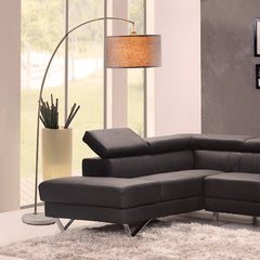 Arched Floor Lamp with Antique Gold Shade and Beige Base