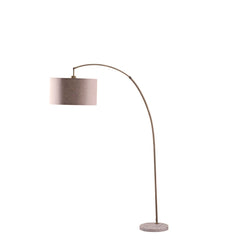 Arched Floor Lamp with Antique Gold Shade and Beige Base
