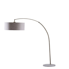 Arched Floor Lamp with Antique Gold Shade and Beige Base