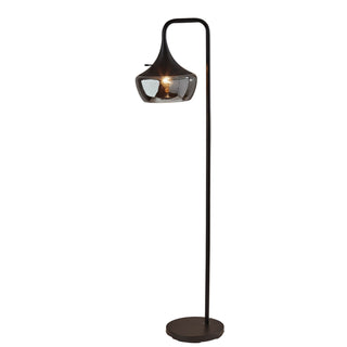 Arched Floor Lamp with Black Metal Base and White Dome Shade