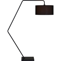 Arched Floor Lamp with Black Metal Frame and Black Linen Shade