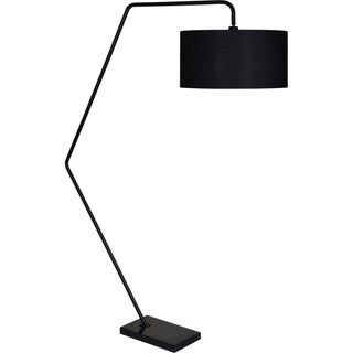Arched Floor Lamp with Black Metal Frame and Black Linen Shade