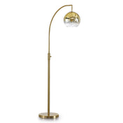 Arched Floor Lamp with Brushed Brass Base and Gold Glass Shade