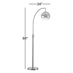 Arched Floor Lamp with Brushed Brass Base and Gold Glass Shade