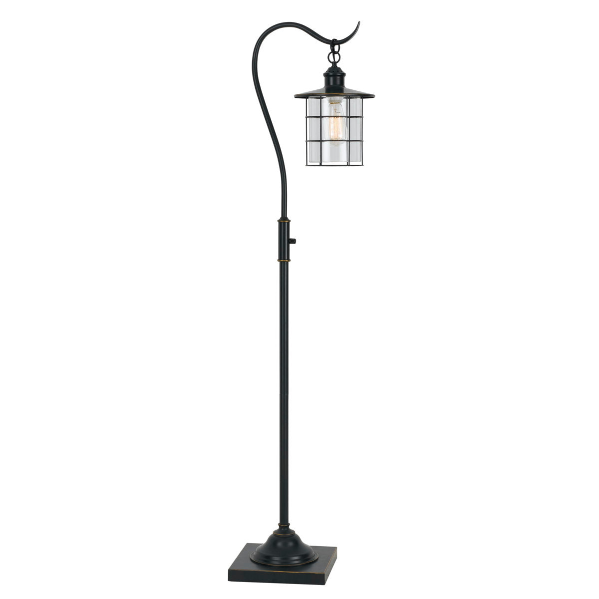 Arched Floor Lamp with Clear Glass Shade in Dark Bronze