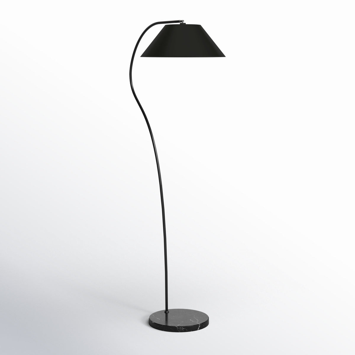 Arched Floor Lamp with Empire Shade in Black Metal