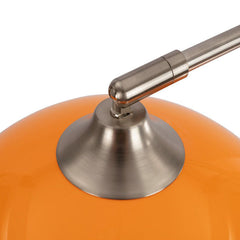 Arched Floor Lamp with Orange Shade and White Base