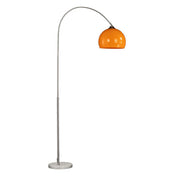 Arched Floor Lamp with Orange Shade and White Base