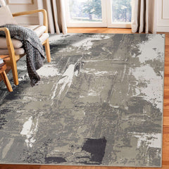 Area Rug, 10'6" x 13'9", Gray with Abstract Pattern
