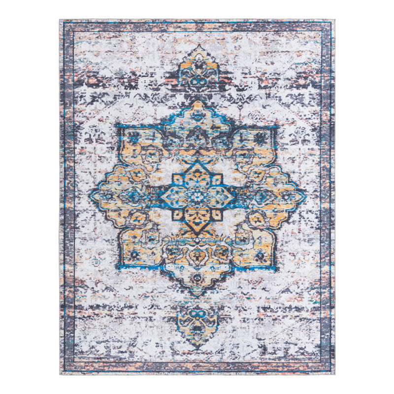 Area Rug, 10 Ft 6 In x 13 Ft 1 In, Machine Washable Polyester in White