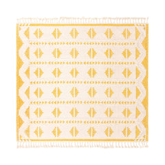 Area Rug, 10 Ft Square Wool in White and Yellow