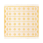 Area Rug, 10 Ft Square Wool in White and Yellow