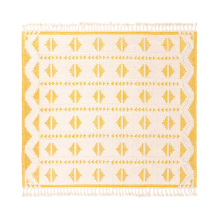 Area Rug, 10 Ft Square Wool in White and Yellow