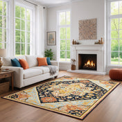 Area Rug, 10 ft x 13 ft, Hand-Woven Wool in Navy