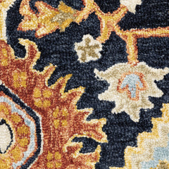 Area Rug, 10 ft x 13 ft, Hand-Woven Wool in Navy