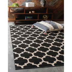 Area Rug, 10 Ft x 14 Ft 1 In, Black Polypropylene