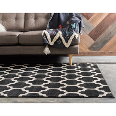 Area Rug, 10 Ft x 14 Ft 1 In, Black Polypropylene