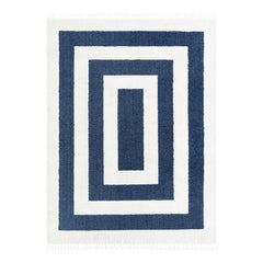 Area Rug, 10 Ft x 14 Ft 1 In, Blue Polyester with Cotton Backing