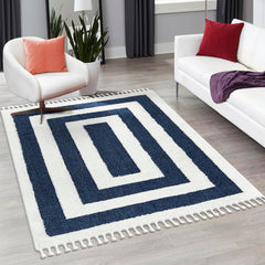 Area Rug, 10 Ft x 14 Ft 1 In, Blue Polyester with Cotton Backing