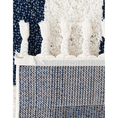 Area Rug, 10 Ft x 14 Ft 1 In, Blue Polyester with Cotton Backing