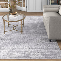 Area Rug, 10 Ft x 14 Ft 1 In, Gray Polypropylene with Jute Backing