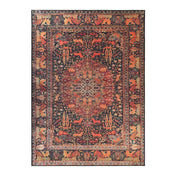 Area Rug, 10 Ft x 14 Ft, Brown Polyester with Medallion Pattern
