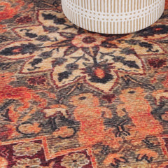 Area Rug, 10 Ft x 14 Ft, Brown Polyester with Medallion Pattern