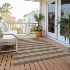 Area Rug, 10 ft x 14 ft, Coffee Striped Polyester