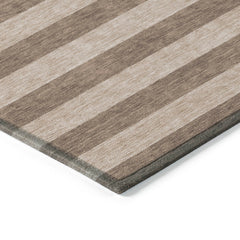 Area Rug, 10 ft x 14 ft, Coffee Striped Polyester